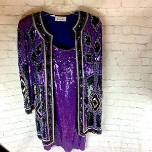 Judith Ann purple and silver bead/sequin 2 pc set